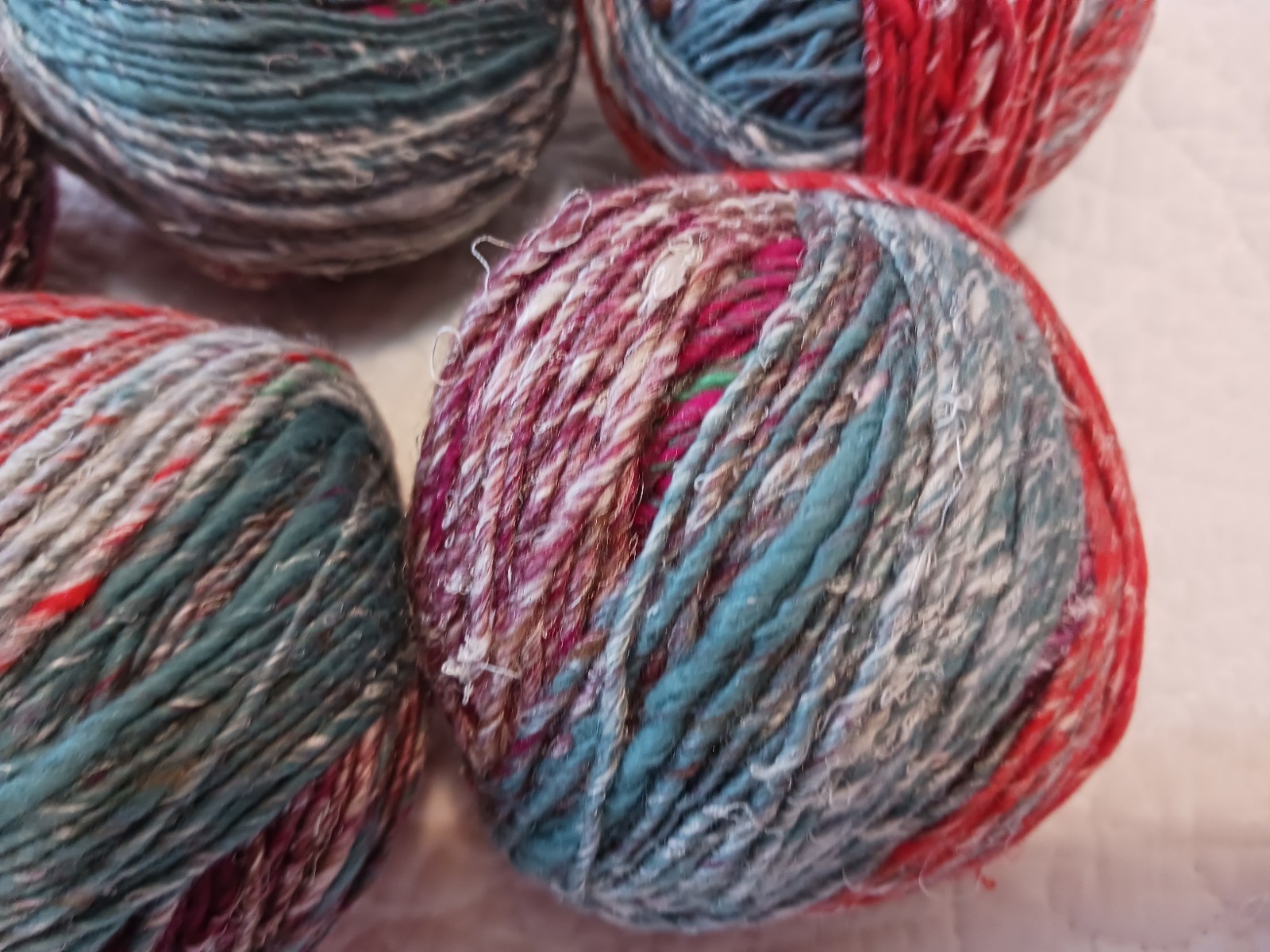 Noro Chirimen Yarn Cotton Silk Wool Self Striping 5 Sks #6 Orange Green Gray 5 S