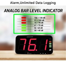 Sound Level Meter Decibel Meter 30-130dB Wall Mount Data Logging Alarm 13" Large