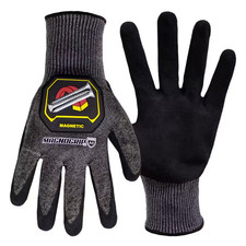 Level 5 Impact Cut Resistant Work Glove with Integrated Magnetic Storage in Gray
