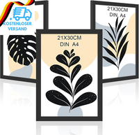Schwarz 3Er Set Bilderrahmen Din A4 21X30Cm Mdf Holz-Rahmen Mit Bruchsicherem Ac