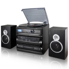 Turntable with CD Player Cassette BT FM Radio USB