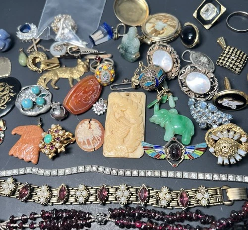 1+lb JUNK Jewelry Lot Antique Vtg -Now Scrap Bracelets necklaces silver Untested