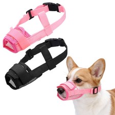 2Pcs Dog Muzzle Soft Mesh Muzzle Mouth Guard Cover Black Pink XL