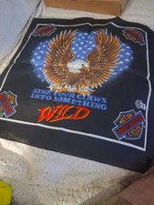 Vintage 80s Harley Davidson Motorcycle Eagle Biker Bandana - Made in the USA