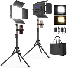 2 Pack Led Video Light Kit with Stand, Photography Light Panel Built-in 8000m...