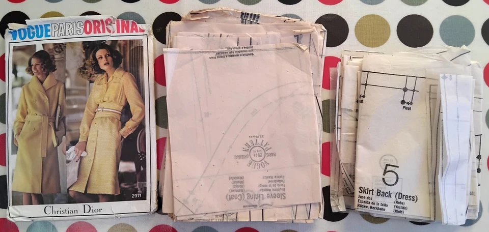 Vintage Vogue Christian Dior Paris Original Pattern 2911 Size 14 Coat & Dress - Image 3 of 4