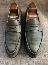 PRADA Mens Olive Green Leather Penny Loafers Size UK 6 || US 7