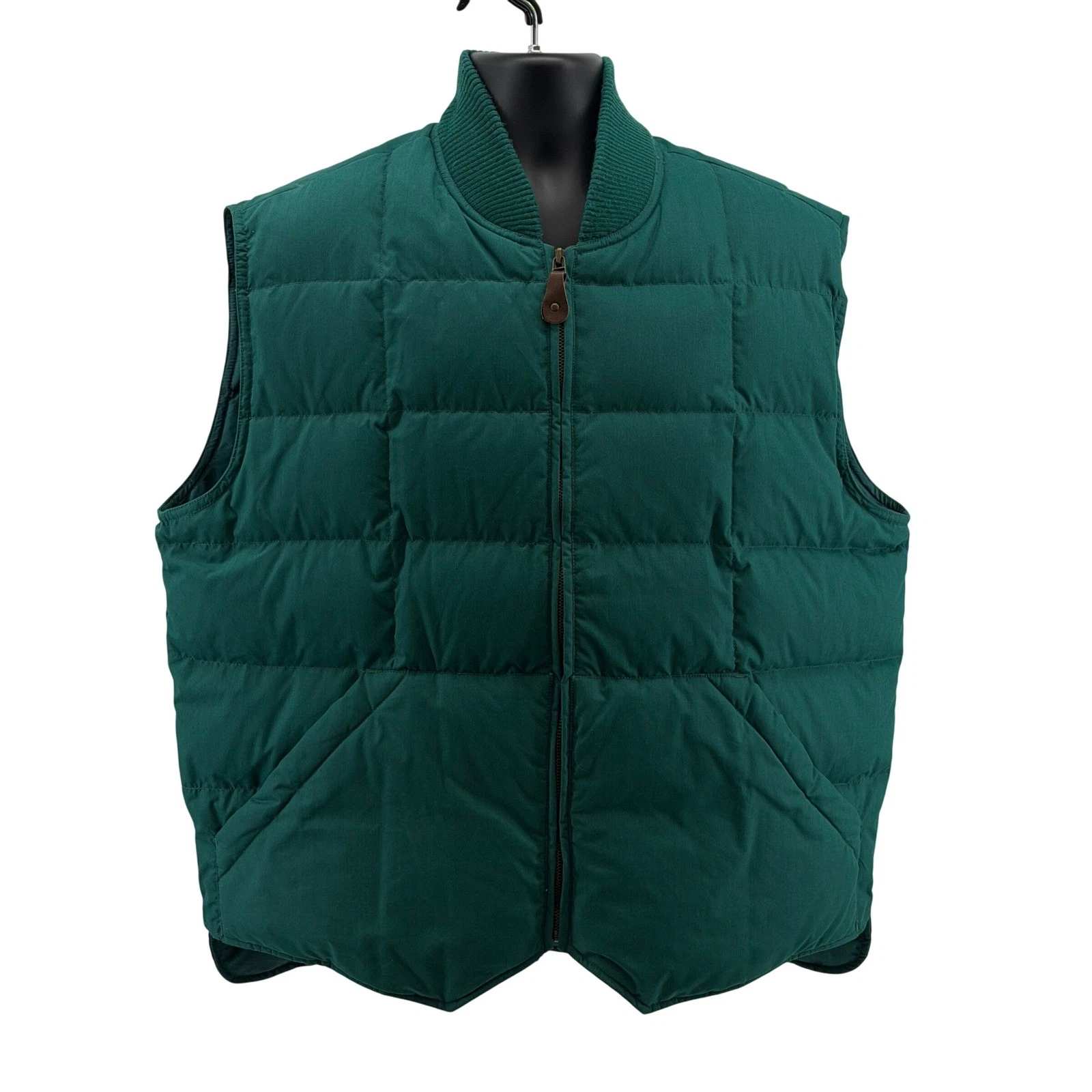 Vintage Eddie Bauer Puffer Vest Mens XL Green Goose Down Full Zip Downlight