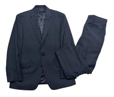 Ralph Lauren 42R 36x28 Charcoal Windowpane 2pc Pant Suit 100 Wool Stretch