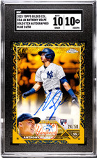 2023 Topps Gilded Collection Anthony Volpe Gold Etch Auto Blue Ref. SGC 10 /50