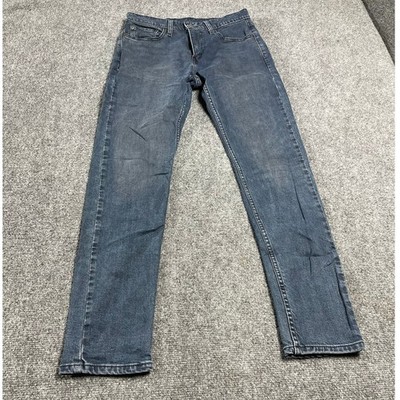 Men's 512 Dark Blue Denim Button Zip Fly Slim Taper Jeans Pant Size W29 L32