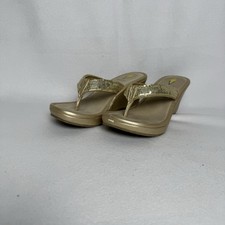 Volatile Sandal Wedge Thong Gold Sequin Y2K Size 7 Platform Comfort