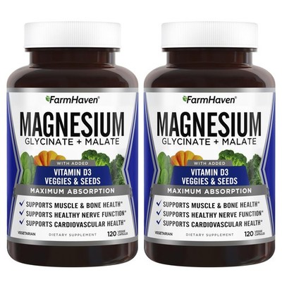 Magnesium Glycinate & Malate Complex with Vitamin D3 240 Capsules 120 Days