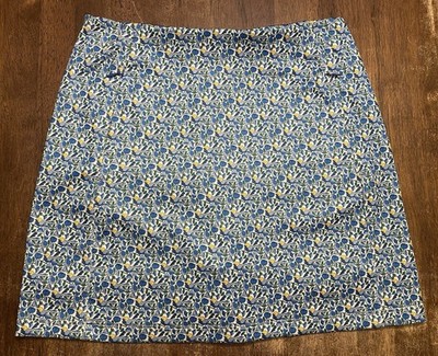TORY BURCH SPORT Skort Golf Tennis Pickleball Blue Yellow Floral Bird Print XS