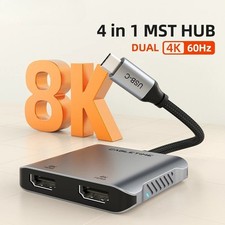 USB C to HDMI Hub MST 4K 8K Type C to Dual HDMI Adapter Splitter Multi Stream