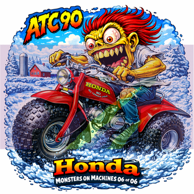 #ad 1978 Honda ATC90 Monster Vinyl Sticker 9x9cm Die Cut Series Number 06 of 06 $6.99
