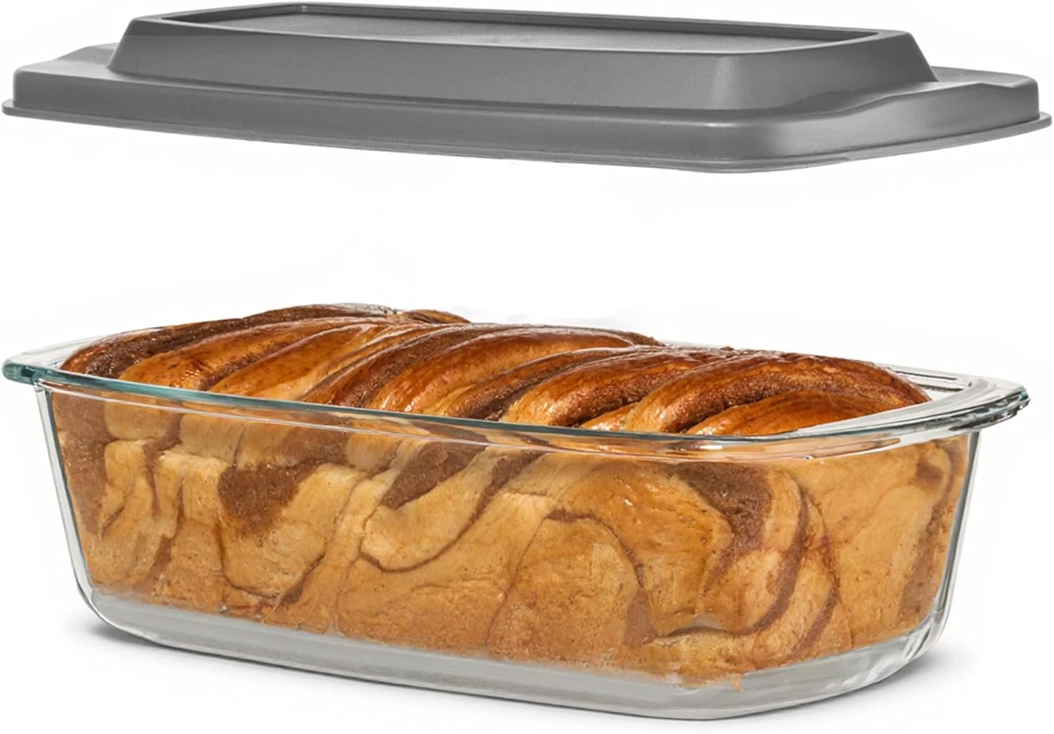 LARGE 7.6 Cups/1800 ML/1.9 Qt Glass Loaf Pan with Lids - Meatloaf Pan BPA free A