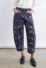Ruti Printed Slouchy Soft Twill Pants in Foliage Multicolor - Women's Size 8