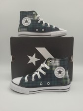 Converse Chuck Taylor All-Star High Plaid Green Blue Youth 1Y Sneakers A09287F