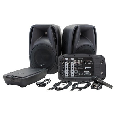 Gemini ES-210MX-BLU Portable PA DJ 10'' Loudspeaker System w Mixer
