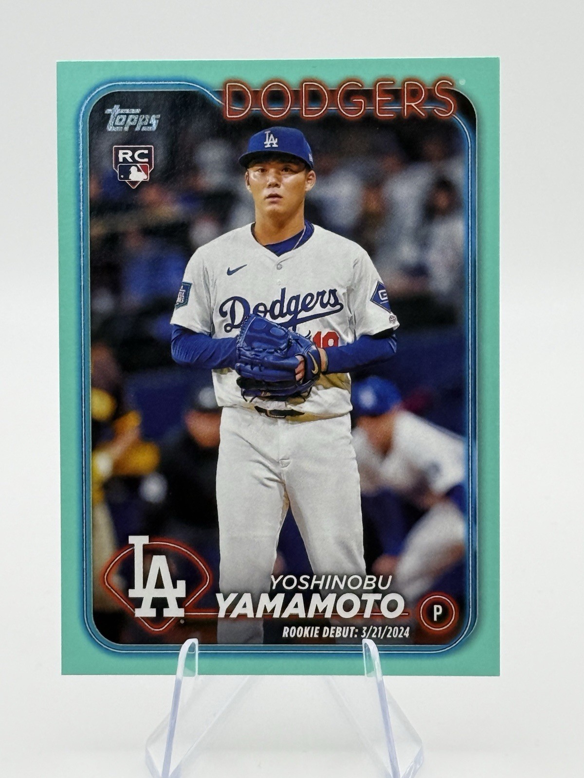 2024 Topps Update Series - Rookie Debut Yoshinobu Yamamoto #US149 Aqua (RC)