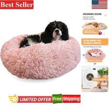 23" Plush Donut Dog Bed for Small Pets - Washable  Cozy Comfort