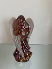 Fenton Radiant Heavenly Angel Ruby Iridescent Art Glass Coralene Wings 7.25"