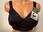 NWT Vanity Fair Medium Impact Wire-Free Sports Bra 7#1500 Black Size 42C