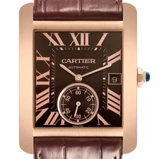 Cartier Tank MC Rose Gold Brown Dial Brown Strap Mens Watch W5330002