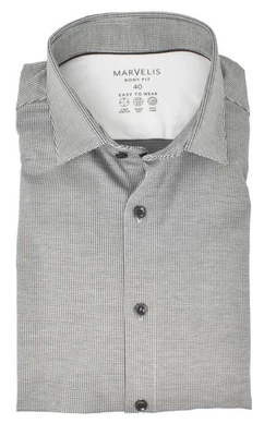 Marvelis Herren Easy To Wear Hemd Body Fit Kent Kragen Langarm Stretch Struktur  - Bild 1 von 4