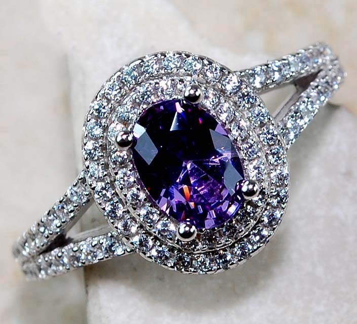 2CT  Amethyst 925 Sterling Silver Ring Jewelry Sz 8 G1-1