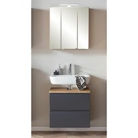 BadmöBel Set, Waschbeckenunterschrank Mit Spiegelschrank, 60Cm, Led Beleuchtung