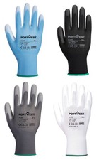 12 x Portwest A120 Colourful Nylon PU Palm Coated Work Wear Gardening DIY Gloves