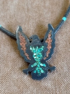 Vtg NAVAJO Sterling Silver Thunderbird Necklace Singed GAY #D3