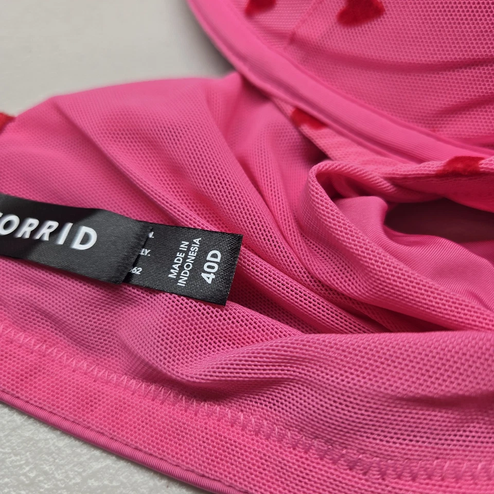 Torrid женщин бюстгальтер 40D розовый сердца футболка на косточках бант сетки ремень - Изображение 3 из 4