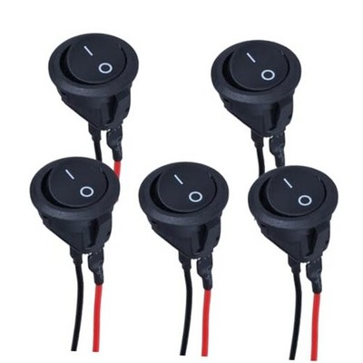 5Pcs Round Rocker Switch ON Off KCD1 Mini Latching Toggle Switch 20mm Black