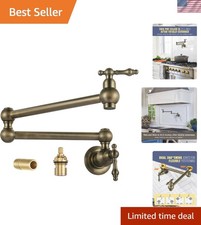 Antique Bronze Pot Filler Faucet - Brass Pot Filler Wall Mount Kitchen Stove ...