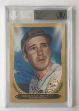 BROOKS ROBINSON SIGNED TOPPS GALLERY 5x7 1/10 BECKETT AUTO MULTIPLE INSCRIPTION