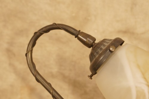 Antique Cast Bronze Iron Floral Art Nouveau Gooseneck Tabel Lamp Swival Head - Picture 10 of 22