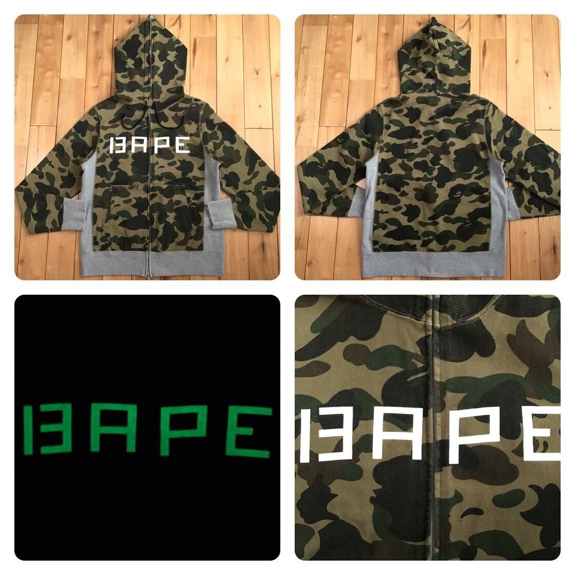 Glow in the Dark BAPE camo full zip hoodie A Bathing Ape Size S | eBay