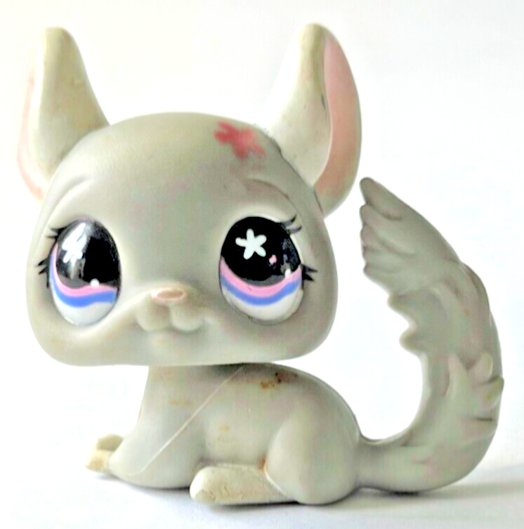LPS Gray Chinchilla Pink Blue Rainbow Star Eyes 2007 Littlest Pet