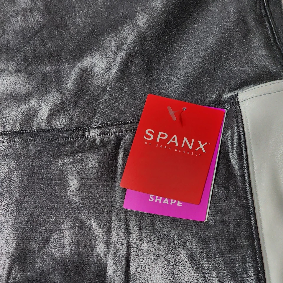 Leggings de tiro alto Spanx para mujer talla grande imitación cuero rayas negro blanco 3X Foto 2 de 4