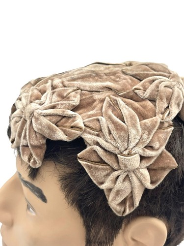 Vtg Ken Blair Exclusive Pink Velour Hat Cap Flower Design 11-1/2" - Picture 6 of 8