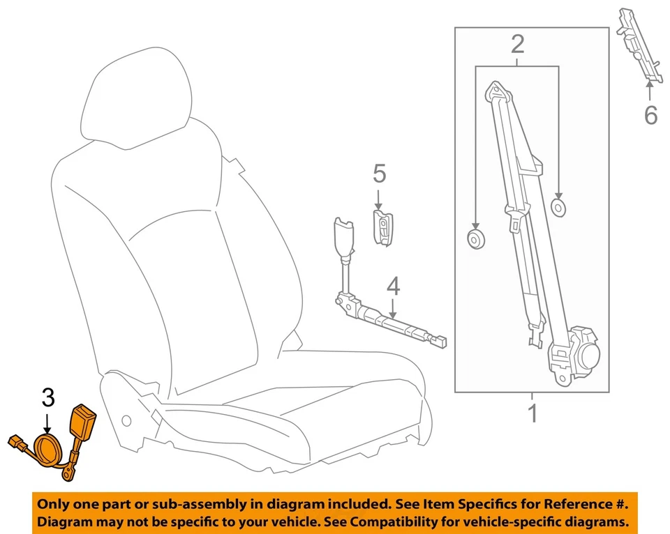 Used Front Left Seat Belt Front fits: 2012 Chevrolet Cruze bucket driver buckle Foto 3 de 4