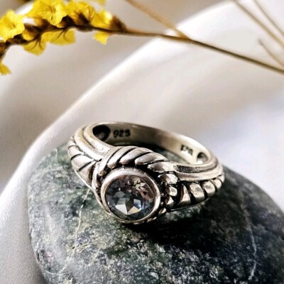 Vintage Ring 90er Silber 925 Helltopas Größe 57 gepunzt 925 und Fas 5,5g