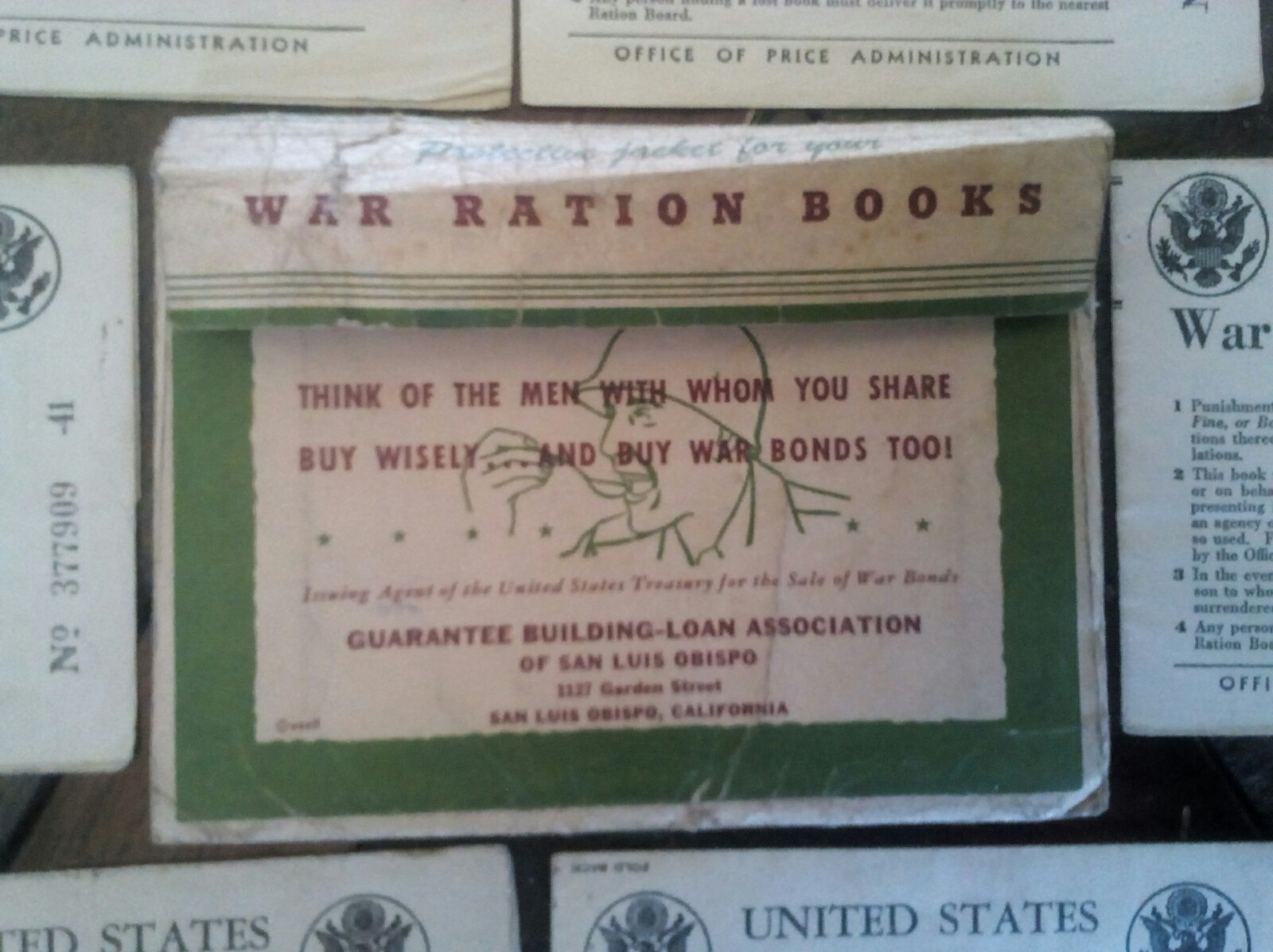 6 War Ration Books 1942, 5 WITH SOME STAMPS WWII & 