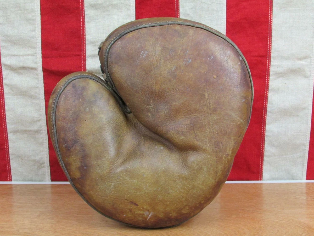 Vintage 1920s Goldsmith Leather Catchers Mitt Baseball Glove Hank
