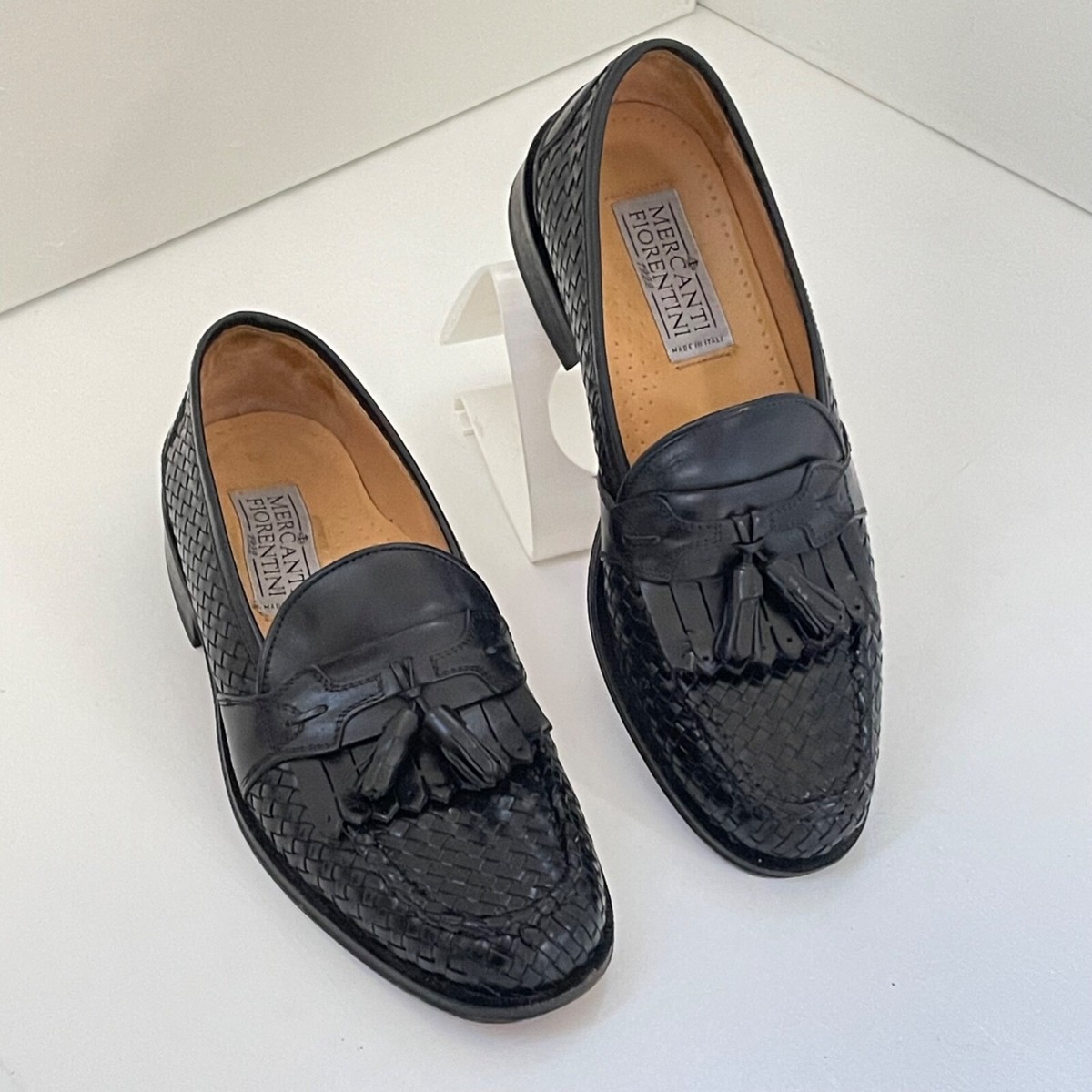 Mercanti Fiorentini Woven Penny Loafer 9 Mens Navy  Driving Business Casual MERCANTI FLORENTINI Penny Loafer Driver Heel Navy Blue Taupe  main image 4