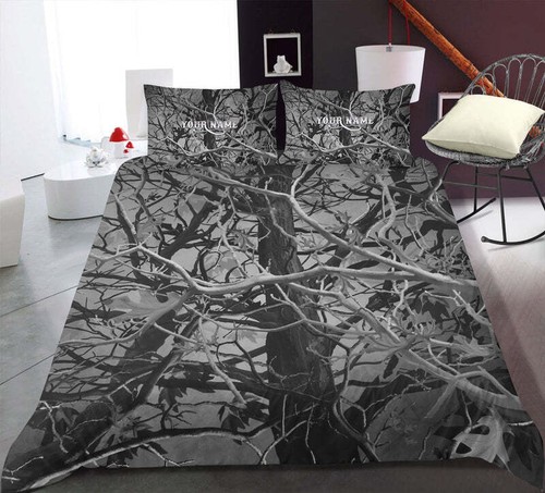 Gray Tree Camo Custom Fishing Hunting duvet cover, Country Girl Gray Camouflage - Bild 2 von 6
