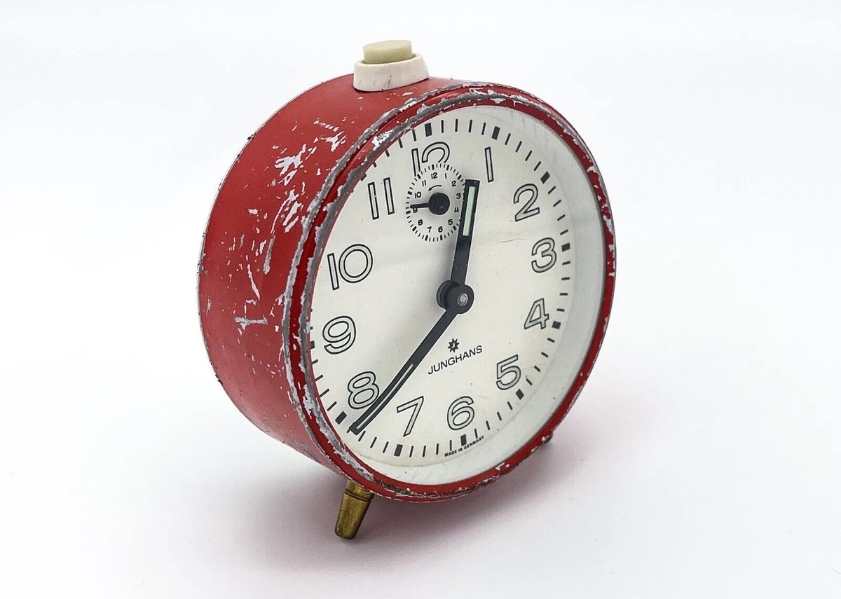 Vintage Junghans Wecker Tischwecker mechanisch Made in Germany Rot Weiß